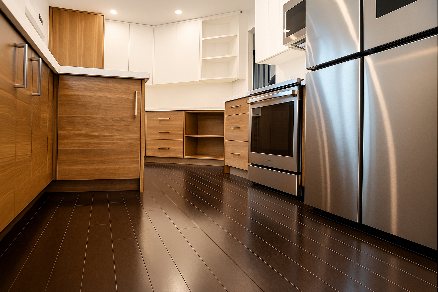 Luxury bathroom renovation with walk-in shower and heated floors