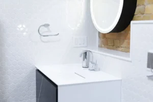 Thornhill — Compact Black-&-White Bathroom Remodel - View 4